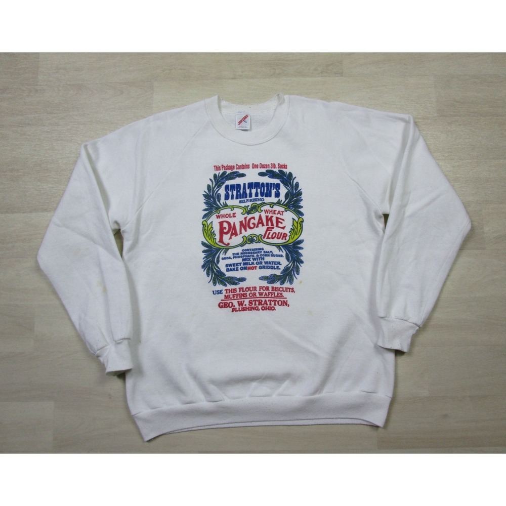 Vintage Stratton's Pancake Flour Sweatshirt (XL) Self-Rising Whole Wheat Ohio